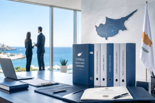 Cyprus shelf company article image with corporate registration documents