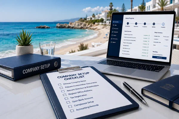 Checklist and folder of documents for setting up a Cyprus company